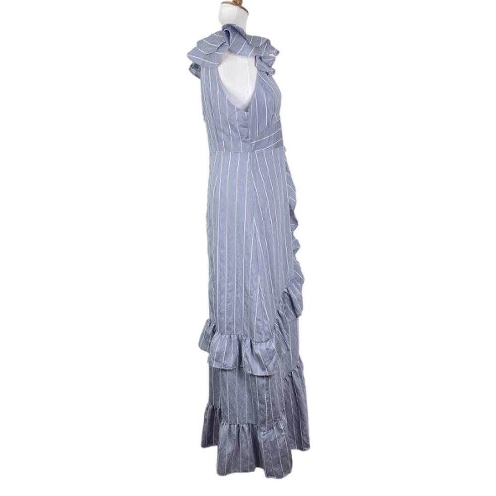 NWT English Factory Stripe Blue Maxi Dress Ruffles Sz. L - Picture 4 of 11